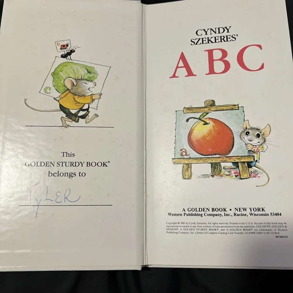 1983 Cyndy Szekeres’ ABC A Golden Sturdy Book Board Book Alphabet Toddler